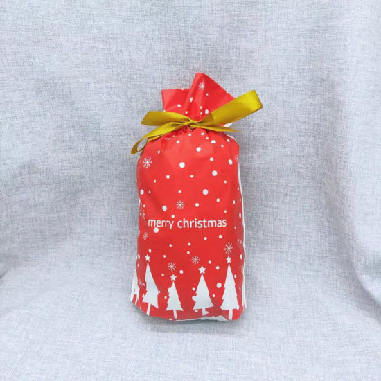 包装袋 赤 クリスマスツリーパターン、 23.5cm x 15cm 、 10 個 の画像
