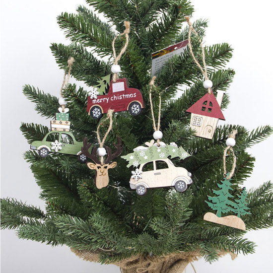 Picture of Christmas Hanging Decoration Car Mixed Color 8cm x 7cm, 1 Packet ( 3 PCs/Packet)