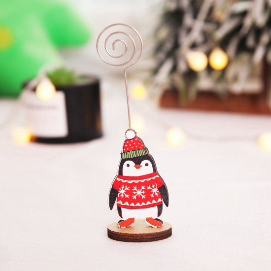 Picture of Black & Red - C Christmas Snowman Photo Clip Memo Card Message Desk Notes Folder