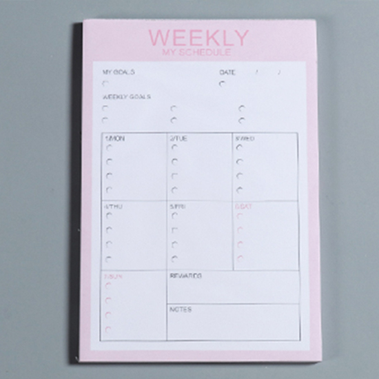 Picture of Pink Week 54 Sheets Creative Desktop Plan Book Notepad Sticky Note Schedule A4 Note Paper