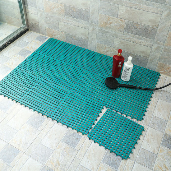 Picture of White 30*30CM Kitchen Bath Mat PVC Cuttable Splice Bathroom Non - slip Mat Bathroom Carpet Water Cushion Household Bathing Draining Foot Pad