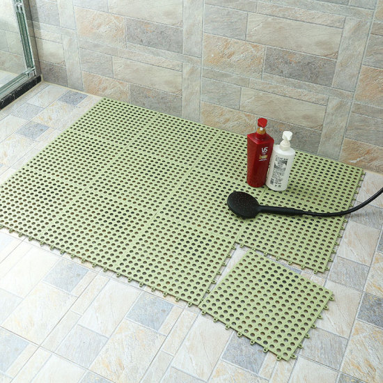 Picture of Light green 30*30CM Kitchen Bath Mat PVC Cuttable Splice Bathroom Non - slip Mat Bathroom Carpet Water Cushion Household Bathing Draining Foot Pad