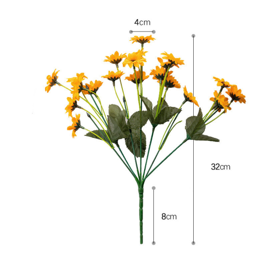 Picture of Yellow - S 13 Heads Simulation Sunflower Artificial Flower The Sun Flower Single Beam Silk Flower Decoration Bouquet False Flower for Room/Home Décor Wedding decoration