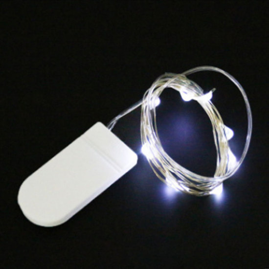 Image de Blanc 1 M LED guirlande lumineuse fil d'argent LED guirlande sur piles gâteau fleur bouteille cadeau LED décoratives