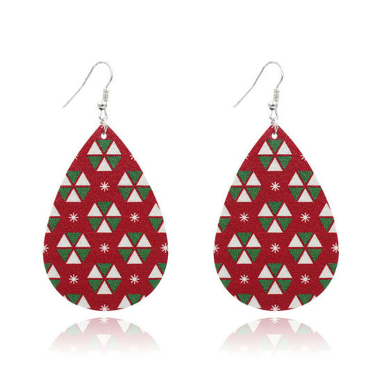 Picture of Christmas Earrings Green Drop 7.5cm x 4cm, 1 Pair