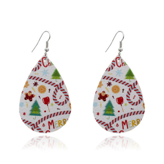 Picture of Christmas Earrings Green Drop 7.5cm x 4cm, 1 Pair