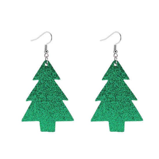 Picture of Christmas Earrings Green Drop 7.5cm x 4cm, 1 Pair