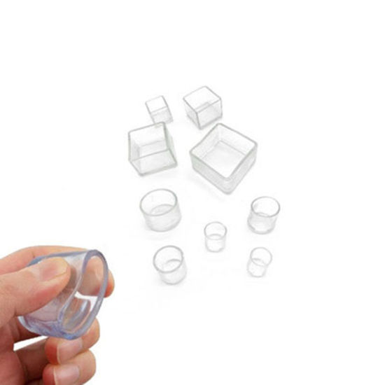 Bild von Transparent - Runde rutschfeste verschleißfeste transparent verdickte Tisch und Stuhl Fußabdeckung PVC Protektor 4.1x3cm, 4 PCs