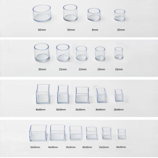 透明-丸い滑り止め耐摩耗性透明な厚手テーブルと椅子フットカバーPVCプロテクター6.6x3.4cm、4 個 の画像