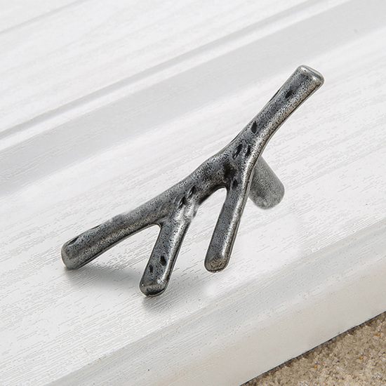 Immagine di Argento antico - Style1 Maniglie per porte maniglia in lega di zinco per porte interne Singolo foro Ramo di un albero Mobili Tira Armadio Cassetto Maniglia della porta Ferramenta per la casa