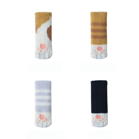 Picture of Multicolor - Style3 4Pcs/set Chair foot cover Knitted Cat table Leg Socks Furniture Feet Sleeve Floor Non-Slip Protector