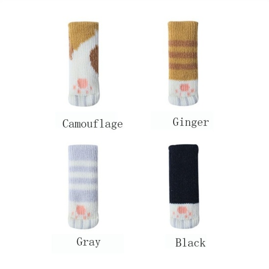 Picture of Multicolor - Style3 4Pcs/set Chair foot cover Knitted Cat table Leg Socks Furniture Feet Sleeve Floor Non-Slip Protector