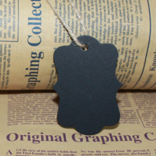 Image de Tags Suspendus en Papier Noir 7cm x 5cm, 1 Kit (Env. 100 Pcs/Kit)