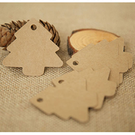 Picture of Paper Hanging Tags Christmas Tree Brown 5.5cm x 5.4cm, 1 Set (Approx 100 PCs/Set)