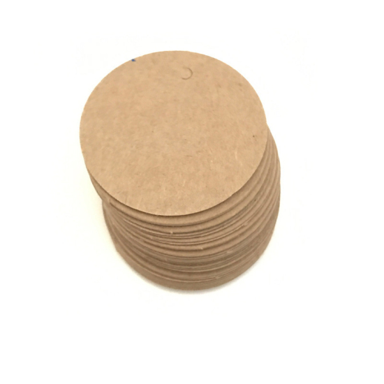 Picture of Paper Hanging Tags Round Brown 4.2cm x 4.2cm, 1 Set (Approx 100 PCs/Set)