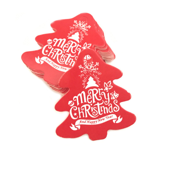 Picture of Paper Hanging Tags Christmas Tree White & Red 5.5cm x 5cm, 1 Set (Approx 100 PCs/Set)
