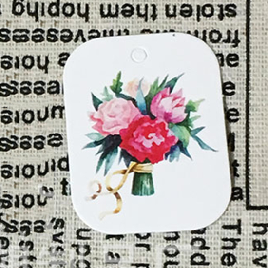 Picture of Paper Hanging Tags Rectangle Multicolor Flower Pattern 1 Set (Approx 50 PCs/Set)
