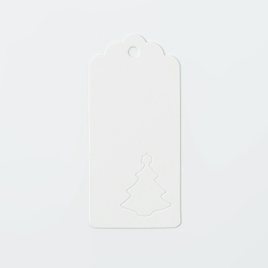 Picture of Paper Hanging Tags Rectangle White Christmas Tree Pattern 1 Set (Approx 100 PCs/Set)