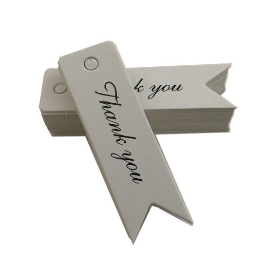 Picture of Paper Hanging Tags Rectangle White " THANK YOU " 7cm x 2cm, 1 Set (Approx 100 PCs/Set)