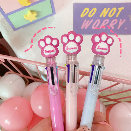 Picture of 9#Blue pen stick cute Japanese and Korean creative network red cute cartoon multi-color pen pig unicorn cat claw ball pen multi-function marker