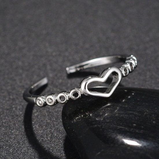 Picture of Open Rings Silver Tone Adjustable Heart 1 Piece