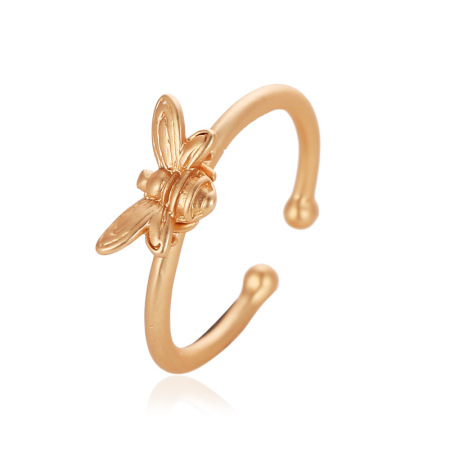 Picture of Brass Open Rings Matt Gold Bee Animal 20mm(US Size 10.25), 1 Piece