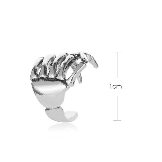 Bild von Messing Ohrklemme Klipp Ohrring Antiksilber Schädel Hand 10mm, 1 Stück                                                                                                                                                                                        