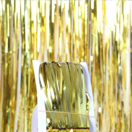 Bild von PET Vorhang Franse Lametta Quast Golden 100cm x 100cm, 1 Packung