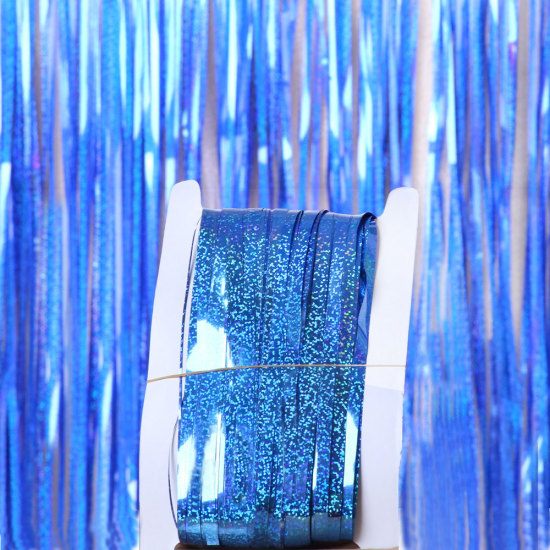 Bild von PET Vorhang Franse Lametta Quast Blau Laser 100cm x 100cm, 1 Packung