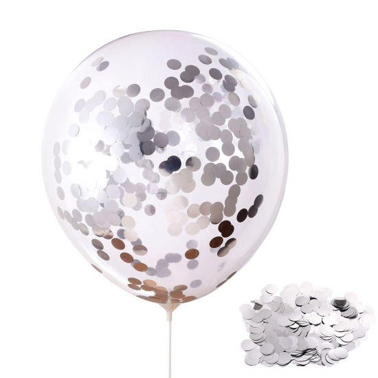 Image de Ballon en Emulsion Argent Rond Paillettes 30.5cm, 10 Pcs