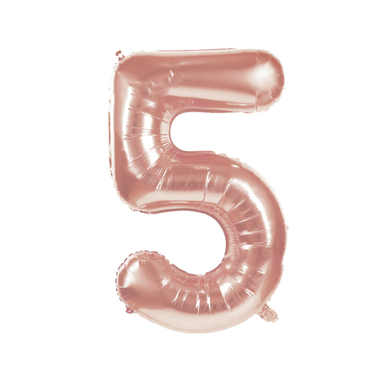 Image de Ballon en Feuille d'Aluminium Chiffre Or Rose Message " 5 " 81.3cm, 1 Pièce