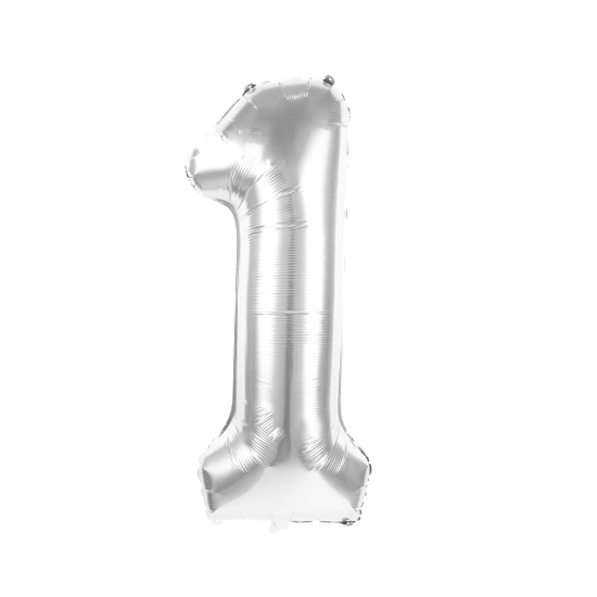 Image de Ballon en Feuille d'Aluminium Chiffre Argent Message " 1 " 81.3cm, 1 Pièce