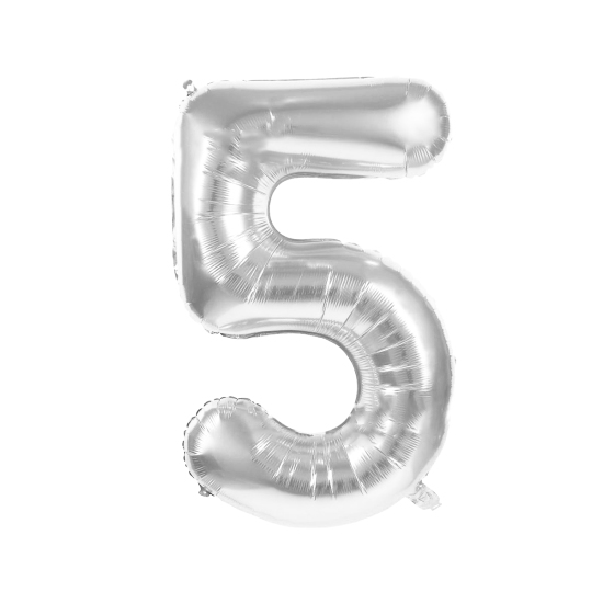 Image de Ballon en Feuille d'Aluminium Chiffre Argent Message " 5 " 81.3cm, 1 Pièce