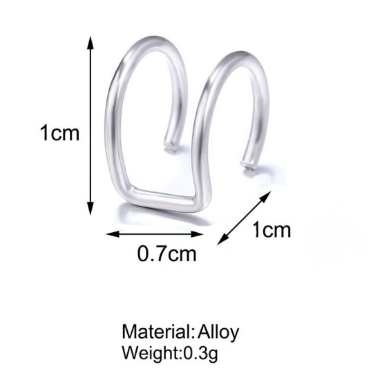 Bild von Ohrklemme Klipp Ohrring Silberfarbe C-Form 10mm x 10mm, 1 Stück