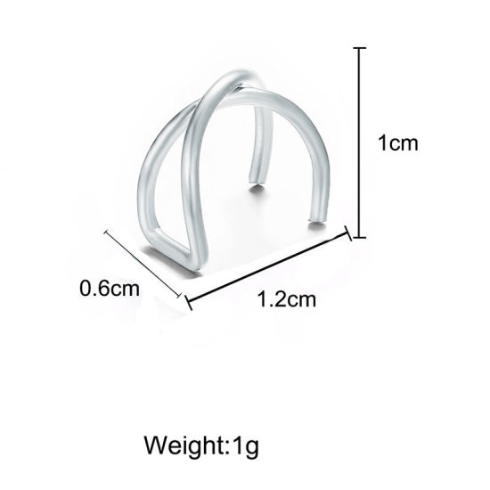 Изображение Уха Манжеты Обертывание Клип Серьги Серебряный Тон В формеU 12мм x 10мм, 1 ШТ