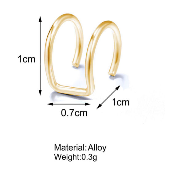 Изображение Уха Манжеты Обертывание Клип Серьги Позолоченный В формеU 12мм x 10мм, 1 ШТ