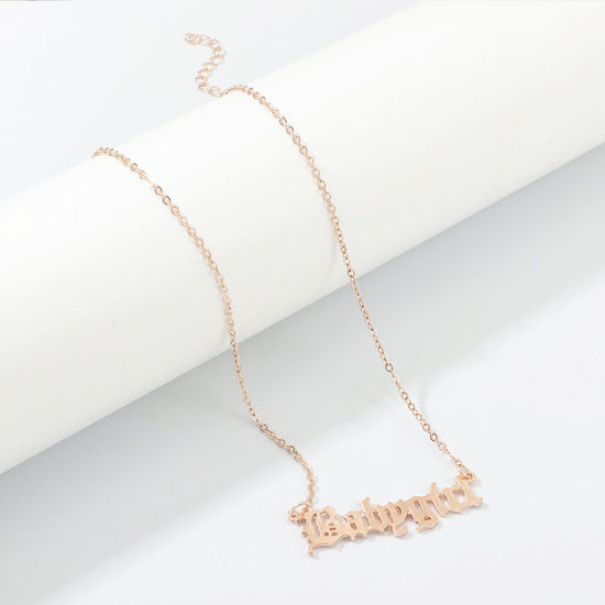 Picture of Necklace Rose Gold Message " Babygirl " 55cm(21 5/8") long, 1 Piece