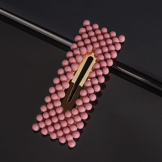 Imagen de Aleación de metal de Zinc + Acrílico Pinzas de pelo Rosa Oscuro Rectángulo 6cm, 1 Unidad