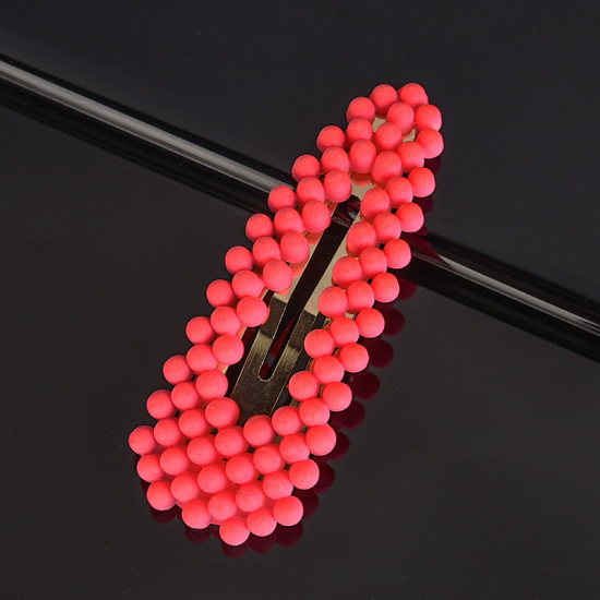 Imagen de Aleación de metal de Zinc + Acrílico Pinzas de pelo Rojo Sandía 6cm, 1 Unidad
