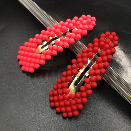 Imagen de Aleación de metal de Zinc + Acrílico Pinzas de pelo Rojo Sandía 6cm, 1 Unidad