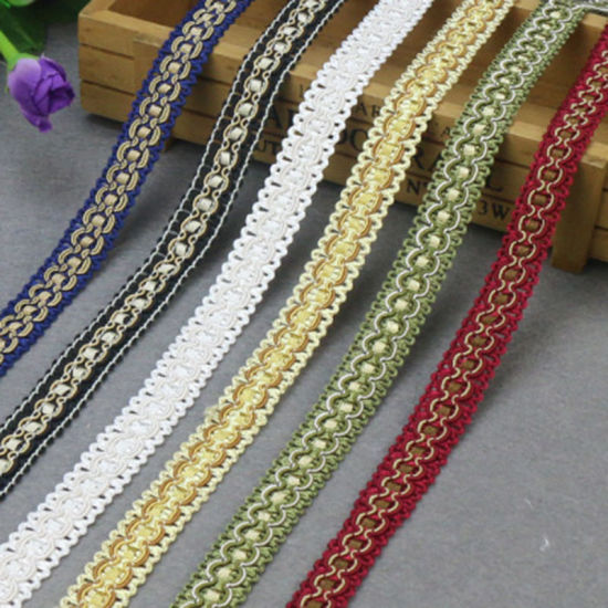Picture of Red 1.8cm wide gold lace polyester woven curtain clothing decoration DIY accessories