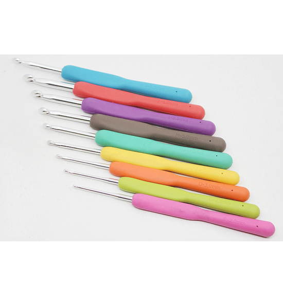 Picture of 5.0# wool knitting tool set single head candy color soft handle with handle alumina crochet