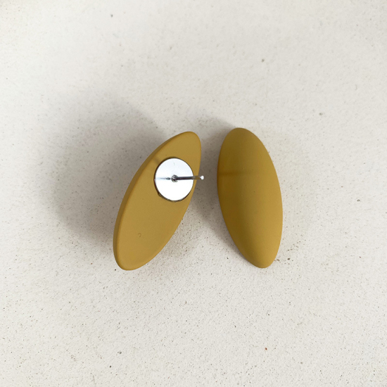 Image de Boucles d'Oreilles Puces Kaki Ovale Givré 28mm x 12mm, 1 Paire