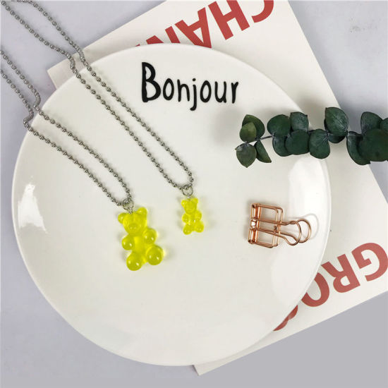 Picture of Stainless Steel Necklace Yellow Bear Animal 60cm(23 5/8") long, 1 Piece