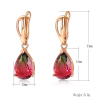 Picture of October Birthstone - Copper Ear Clips Earrings KC Gold Plated Drop Red Cubic Zirconia 30mm x 14mm, 1 Pair