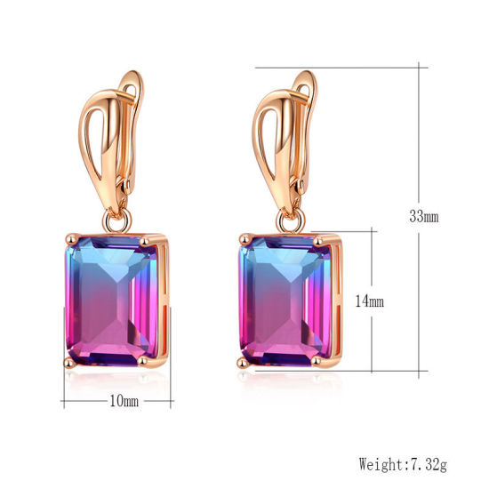 Image de Pierre de Naisssance octobre - Boucles d'Oreilles à Clip en Cuivre Plaqué Or KC Rectangle à Zirconia Cubique Jaune 30mm x 10mm, 1 Paire