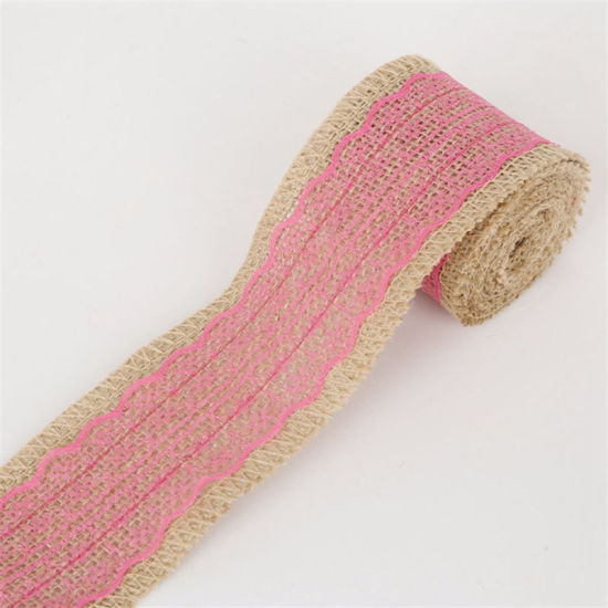 Picture of Jute Satin Ribbon Fuchsia Lace 6cm, 1 Roll (Approx 2 M/Roll)