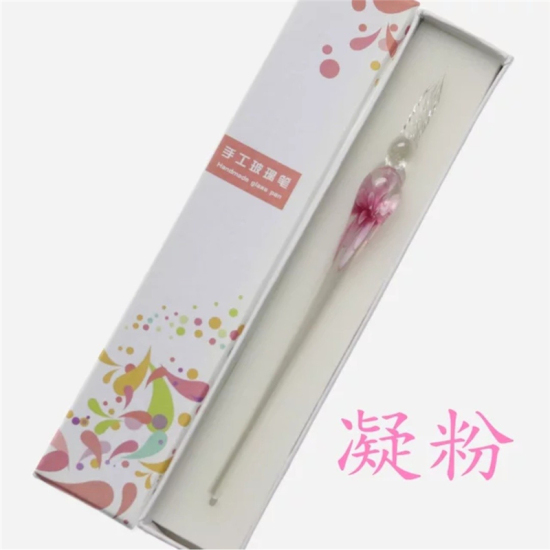 Picture of Single gift box inlaid flower glass dip pen