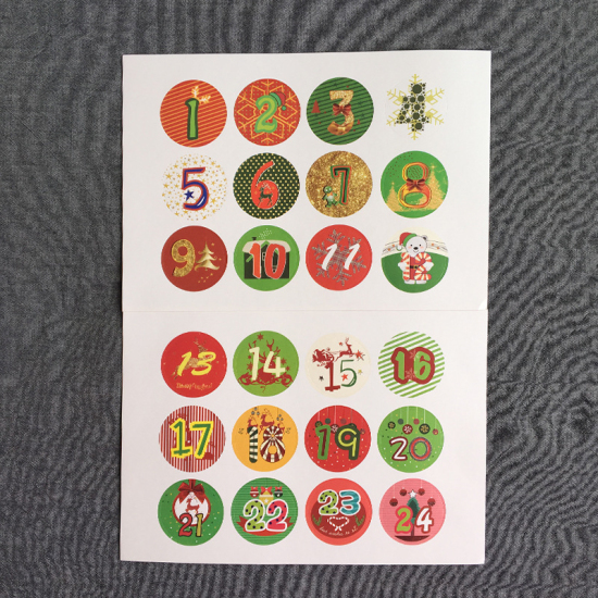 Picture of 1 Christmas digital cookie bag sealing stickers 5 sheets/group