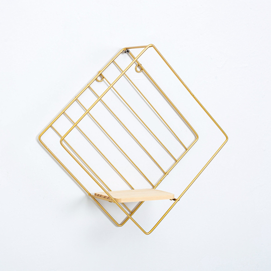 Picture of Gold Plated - Style5 Creative Wrought Rhombus Iron Storage Rack Geometric Wall Decoration
